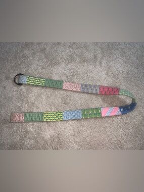 Vineyard Vines Adjustable Patchwork Belt Golf Palm Tree Shark Sailboat Pink Blue